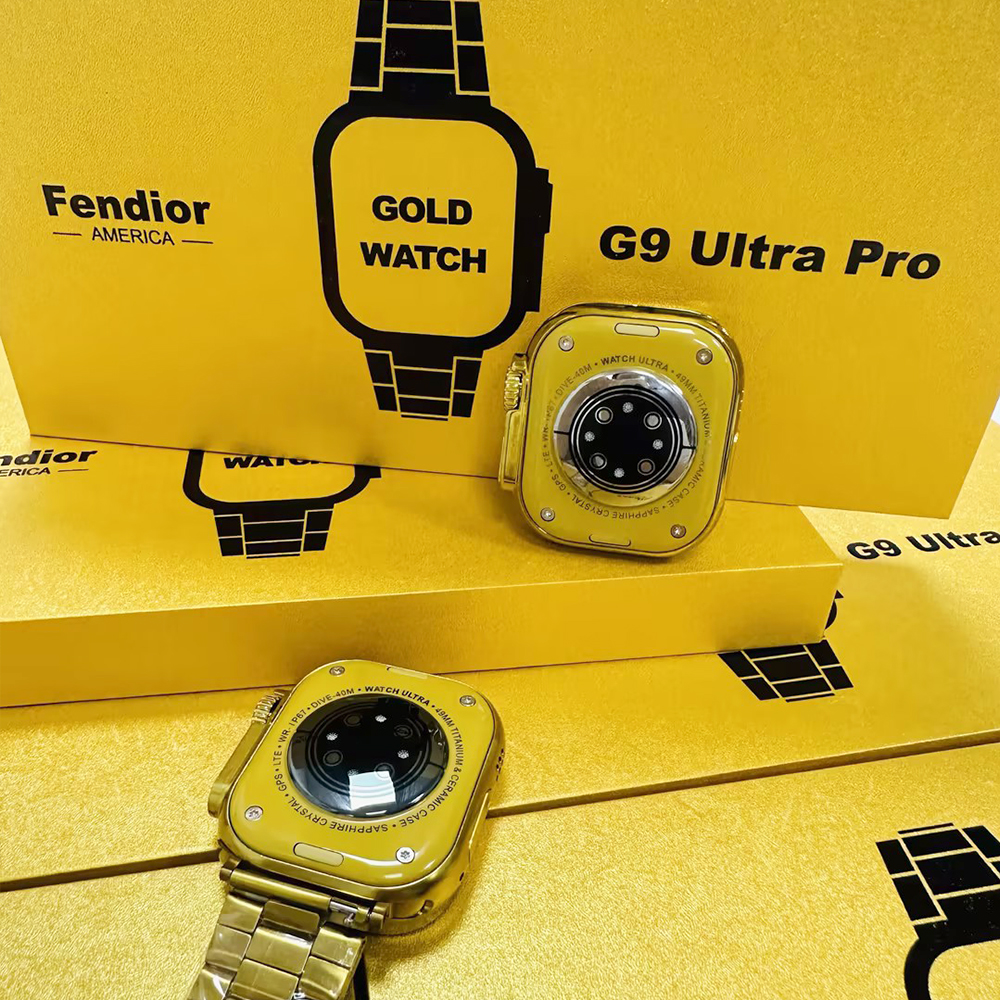 G9 Ultra Pro Gold Smart Watch with 3 Straps Men Ultra Series 9 NFC Bluetooth Call Watch for IOS&Android Phone.. 