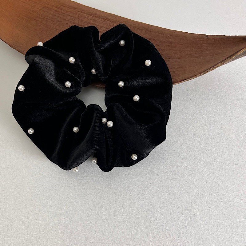 Velvet hair tie autumn and winter Korea Dongdaemun nail pearl headband French lazy large intestine ring girl hair hair accessories