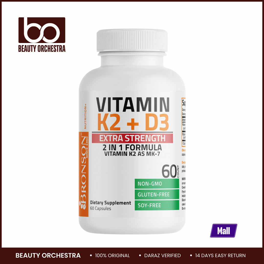 Bronson Vitamin K2 MK-7 Plus Vitamin D3 Extra Strength - 60 Capsules