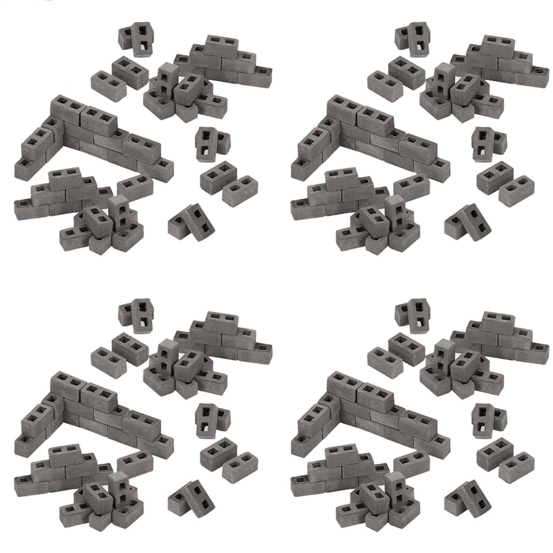 240 Packs Cinder Blocks 1/12 Scale Mini Bricks Concrete Miniature Bricks Tiny Landscaping Accessories