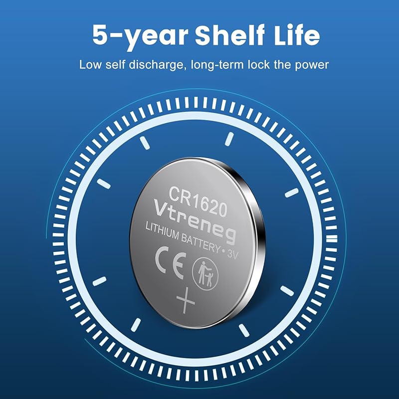 10 pack CR1620 battery, 1620 3V lithium coin button battery for key fob Airtag watch car remote battery. 