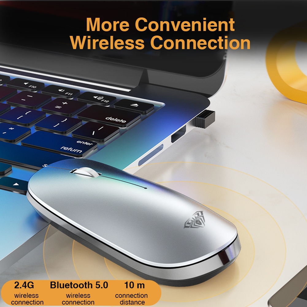 AULA SC800 Wireless Mouse Bluetooth USB 2400DPI 2.4GHz Optical Mute Ergonomic Portable Ultra-Thin Cordless Mice for Home Office. 