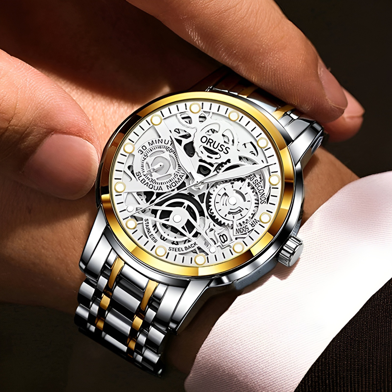 Fully Automatic Hollow-out Movement Watch Calendar Men Watch Luminous Mechanical Watch. 