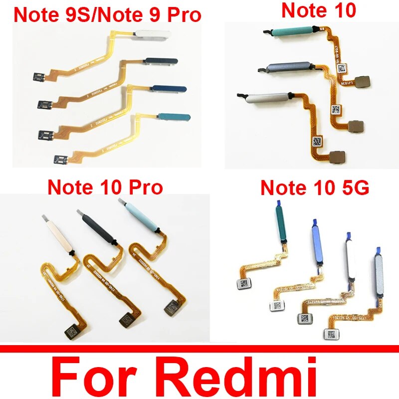 Home Button Flex Cable For Xiaomi Redmi Note 9 9S 9Pro Note 10 Pro 4G 5G Fingerprint with Power Button Touch Sensor Flex Ribbon