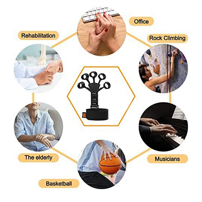 4-Pack Finger Extensor Adjustable Silicone Hand Trainer Five Finger Exerciser for Improving Finger Function and Movement. 