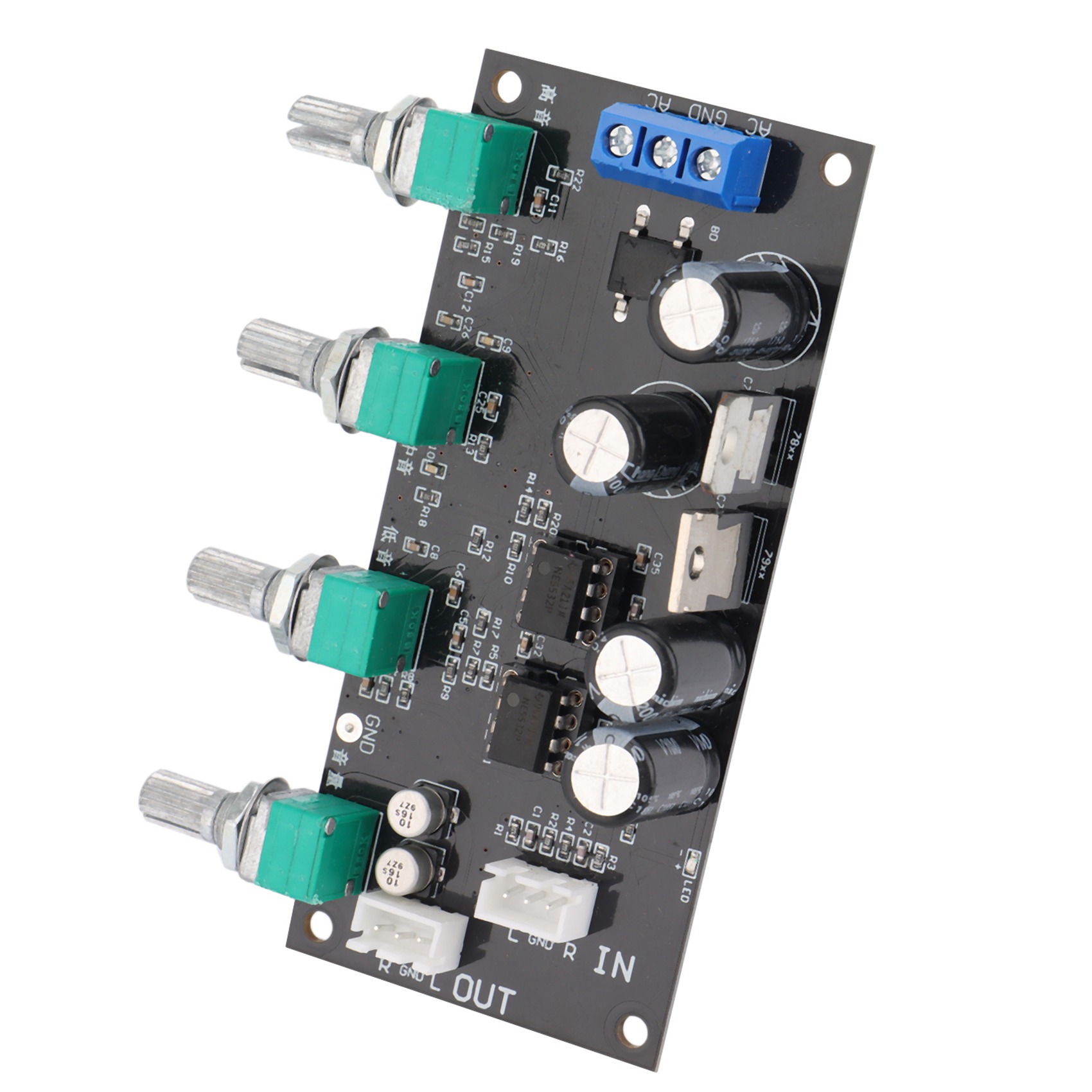 NE5532 Amplifier Tone Preamp Board Treble Bass Midrange Volume Tone Control Adjustment Pre-Amplifier, Fixed Version. 