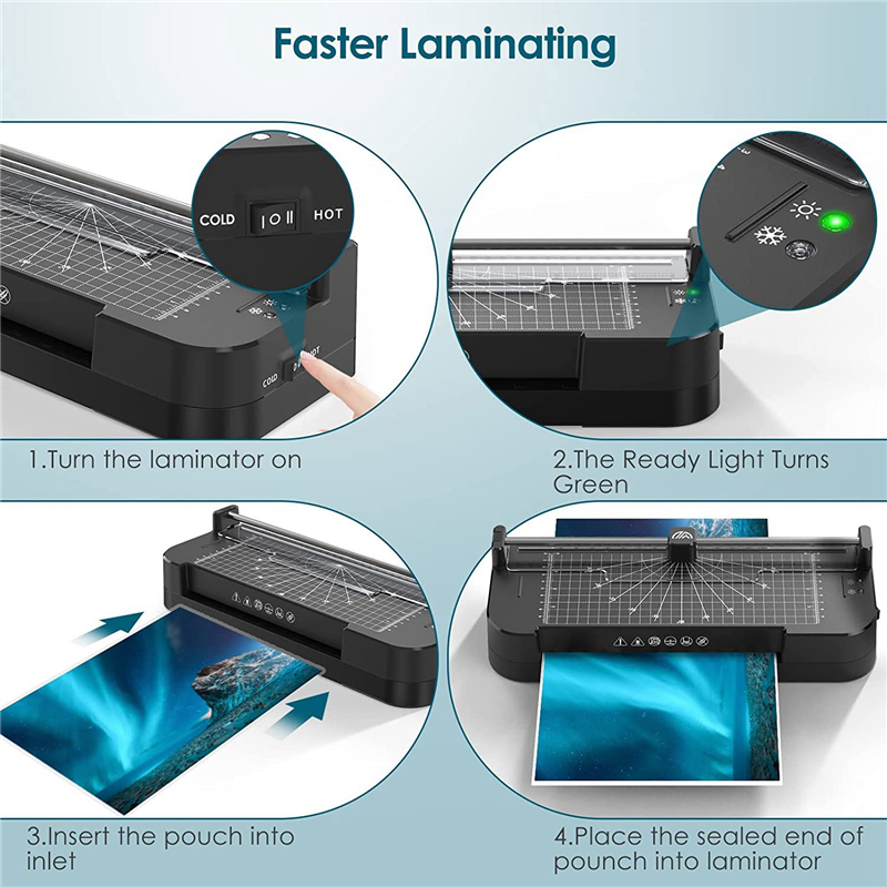 4-In-1 Laminator Thermal Laminating Machine Lamination Kit Laminator Machine for Office Home Classroom -US Plug. 
