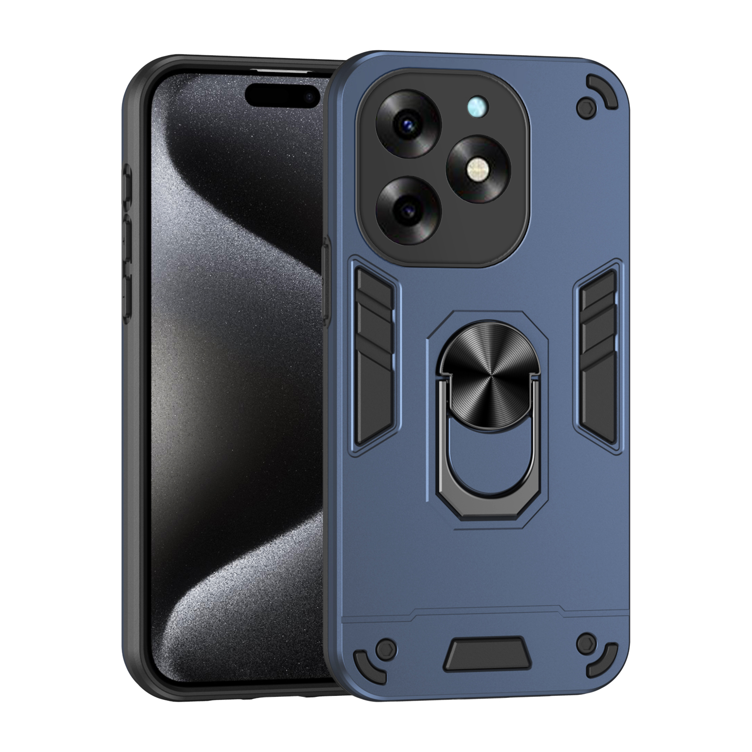 Phone case itel S23 Plus Shockproof Armor Stand with Holder Car Adsorb Ring Back cover itel S23+ Case