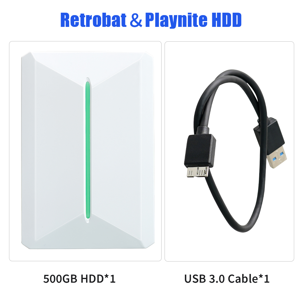 Retrobat Playnite Gaming HDD Retro Game Console 38200+AAA Retro Games for WIN PC/Laptop for PS3/PS2/WII/WIIU/PS1/N64/DC/MAME/PSP. 
