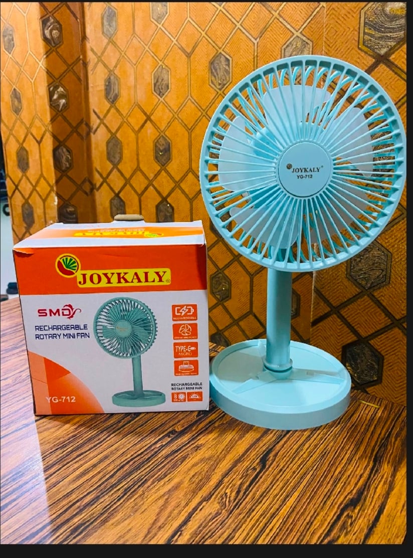 JOYKALY YG-712 Rechargeable Lithium Battery Strong Wind Portable Desk / Table Fan. 