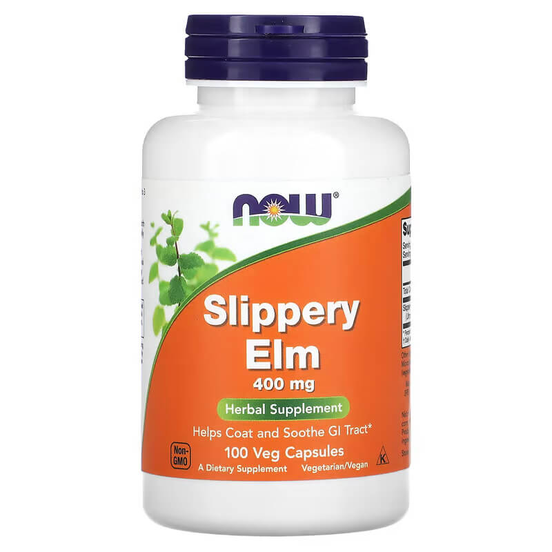 NOW Slippery Elm 400 mg helps Coat and Sooth GI Tract   100 VegCaps