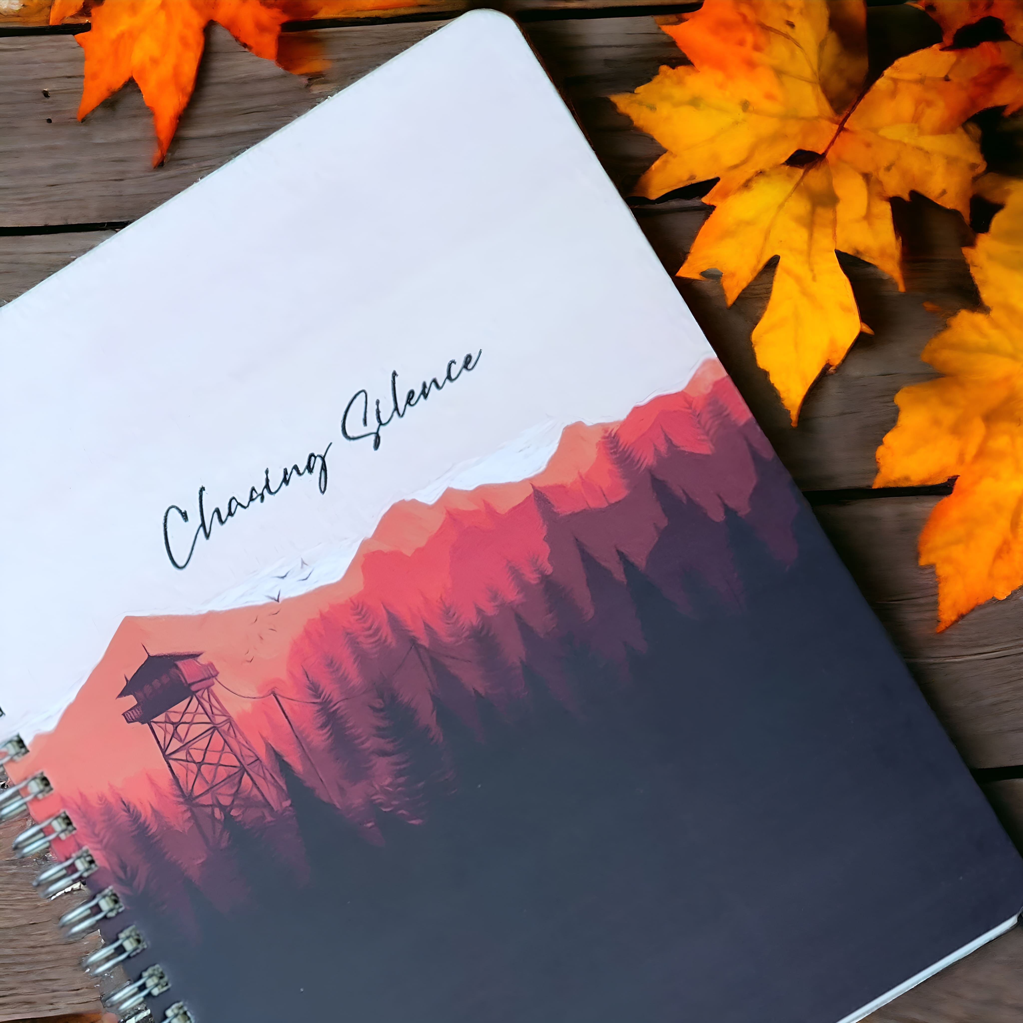 Spiral Notebook - Chasing Silence - Anime Mountain Background - Blank Paper - Hard Cover Journal Notebook -. 