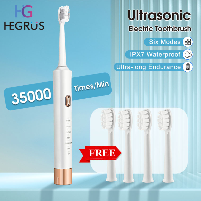 HEGRUS Electric Toothbrushes Ultrasonic Electric Toothbrush IPX7