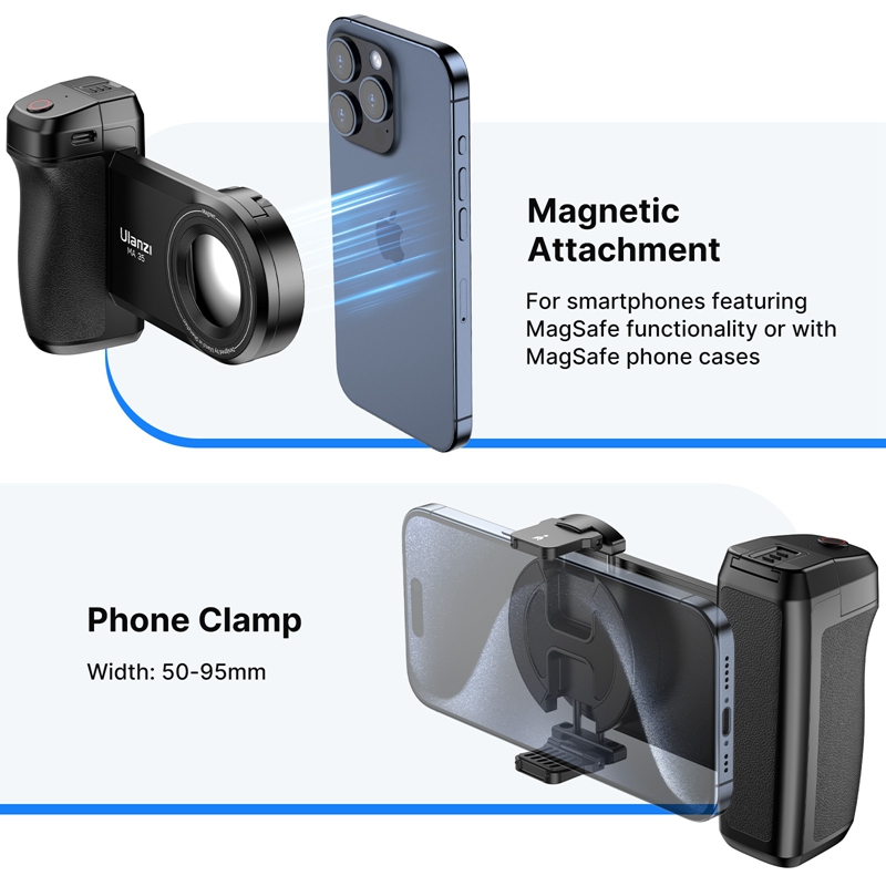 Ulanzi MA35 Phone Camera Grip Handle MagSafe Bluetooth Shutter Smartphone Selfie Stablizer Vertical Horizontal. 