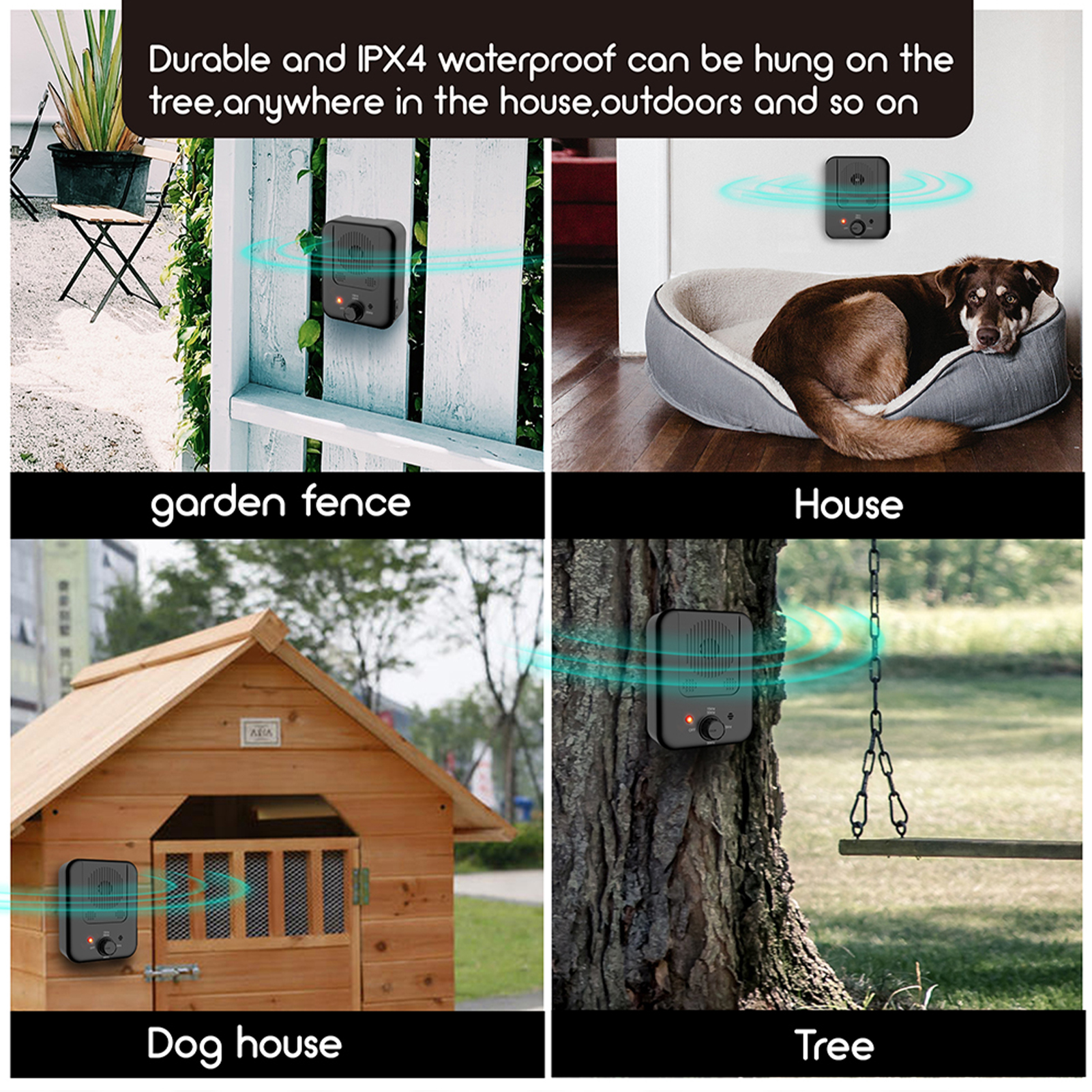 K4 Anti Barking Device Dog Bark Control Behavior Training Waterproof Rechargeable Tool Suitable for Small Medium Large Size Dogs 10m Control Range LED Indicate Indoor and Outdoor Deterrent System. 