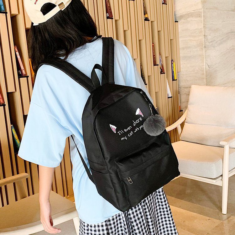 2020 New Contrasting Four-Piece Set Large Capacity Backpack Trend Backpack Fashion Student School Bag Women's Bag Computer Bag. 