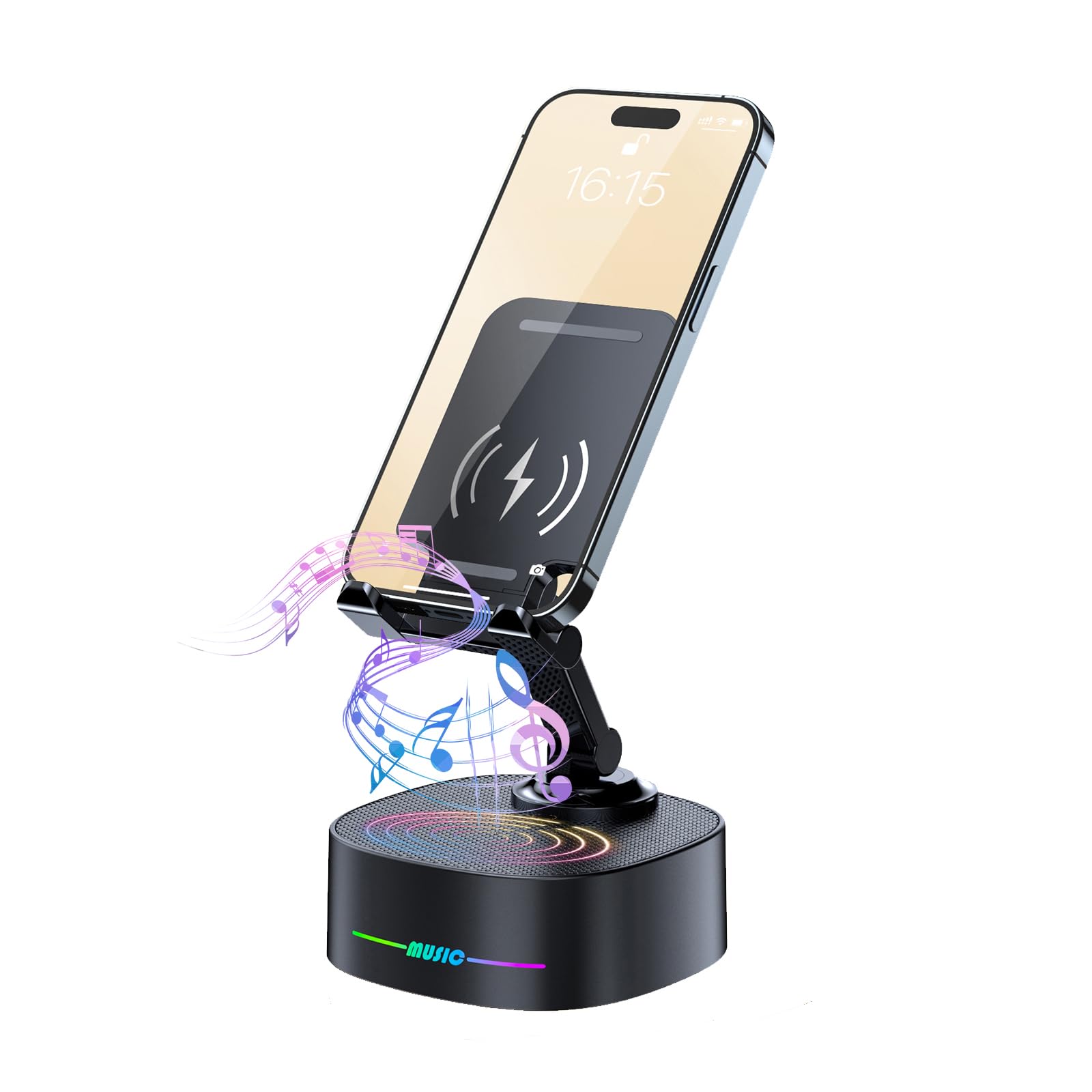 Mobile Stand Phone Stand with Bluetooth Speaker Height Adjustable Aluminum Alloy Stable Phone Holder. 