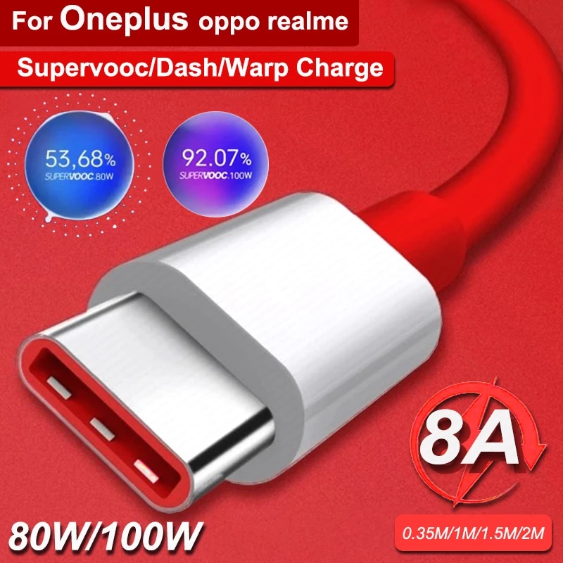 Oneplus Cable Original 100W 8A USB Type C Cable Supervooc Warp Fast Charging Charger One plus 10 9 8 pro 11 10t Nord 3 2t 2 8t