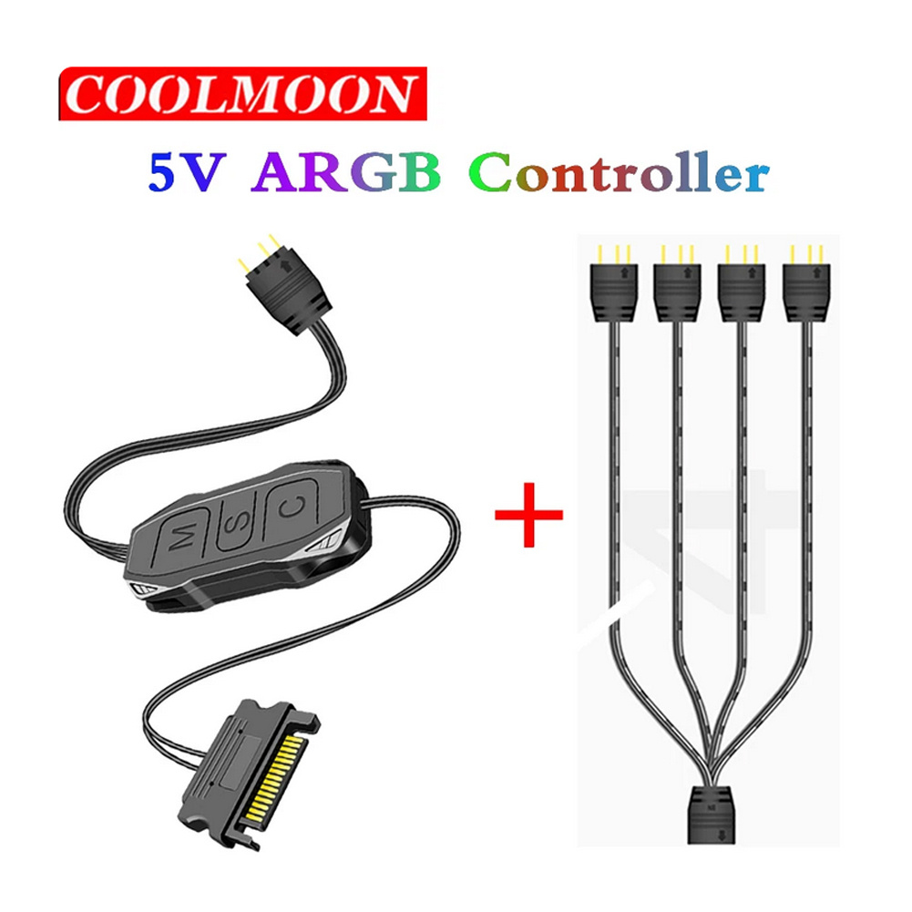 AR-1 ARGB PC Fans Controller Kit ARGB Splitter 5V 3 Pin To SATA AURA ARGB Fan Controller Computer ARGB Fans Hub Control. 