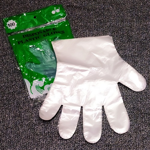 Hand Gloves (Polyethylene) Plastic Hand Gloves, (100 pcs)