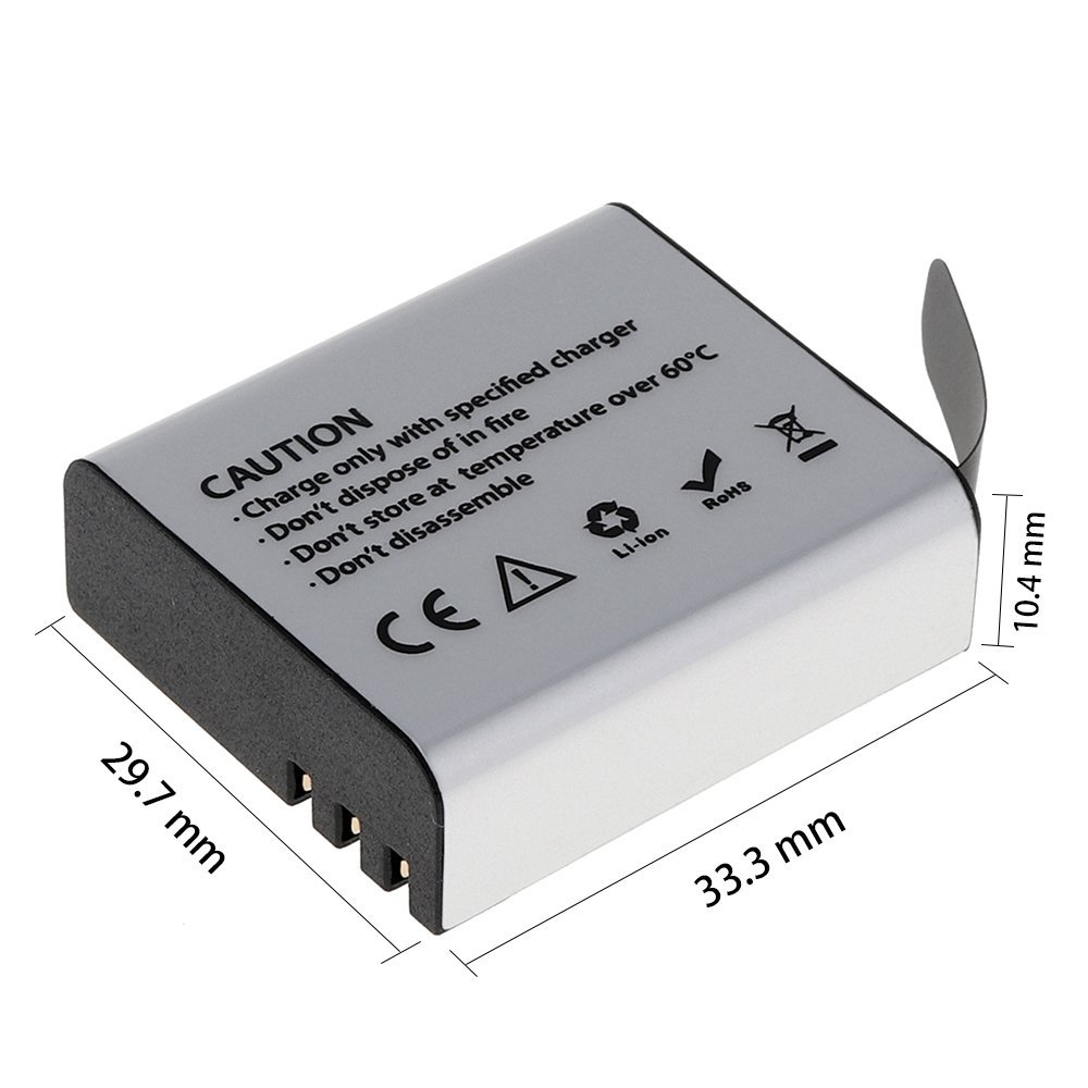 TUYU 2pcs/set 3.7V 1350mAh SJ4000 SJ5000 SJ6000 h9 H8r H3r C30 F68 Battery for SJCAM Action Camera with Battery Charger Dock. 