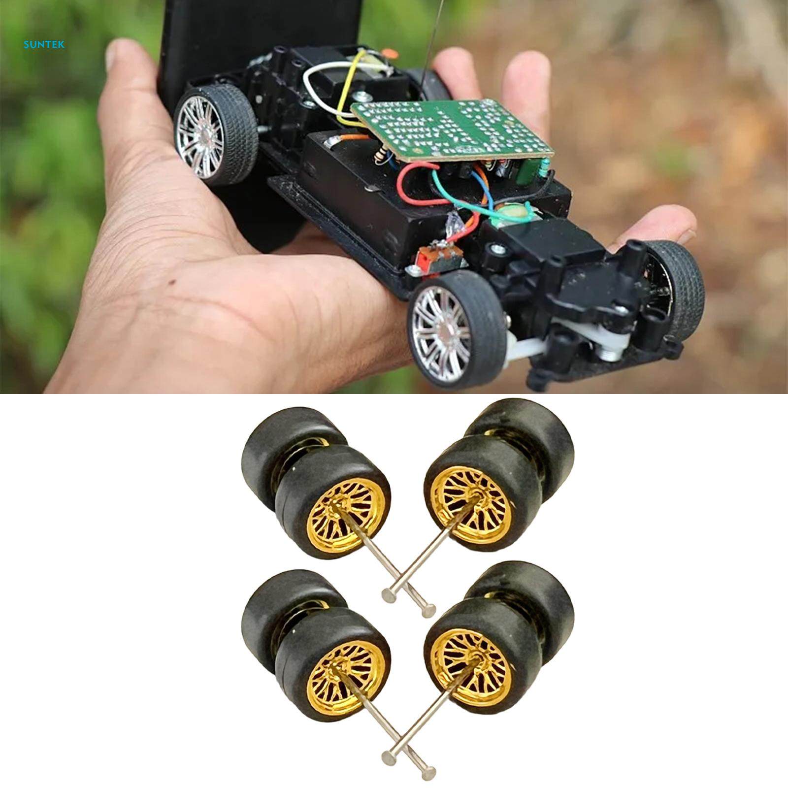 8Pcs 1/64 Scale Modified Tire with Car Wheels Axles for Diecast Car Model. 