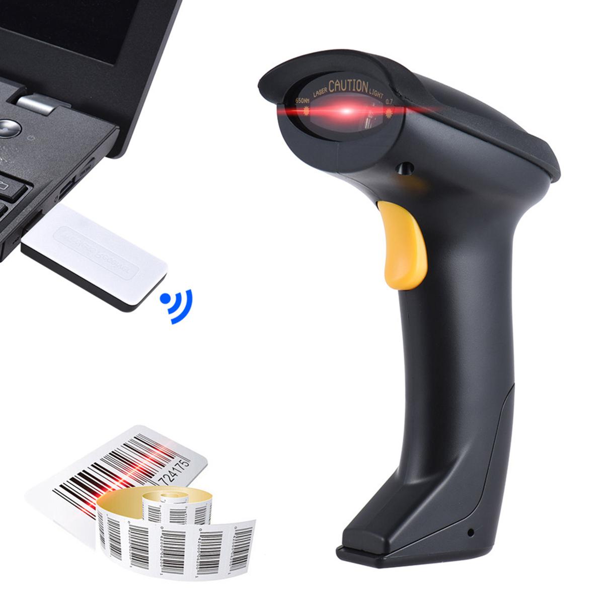 Automatic/ Manual 2.4G Wireless Handheld 1D Barcode Scanner Reader Supports Reverse Type Bar Code Scanning with USB Receiver for Supermarket Library Logistics Express Retail Store Warehouse