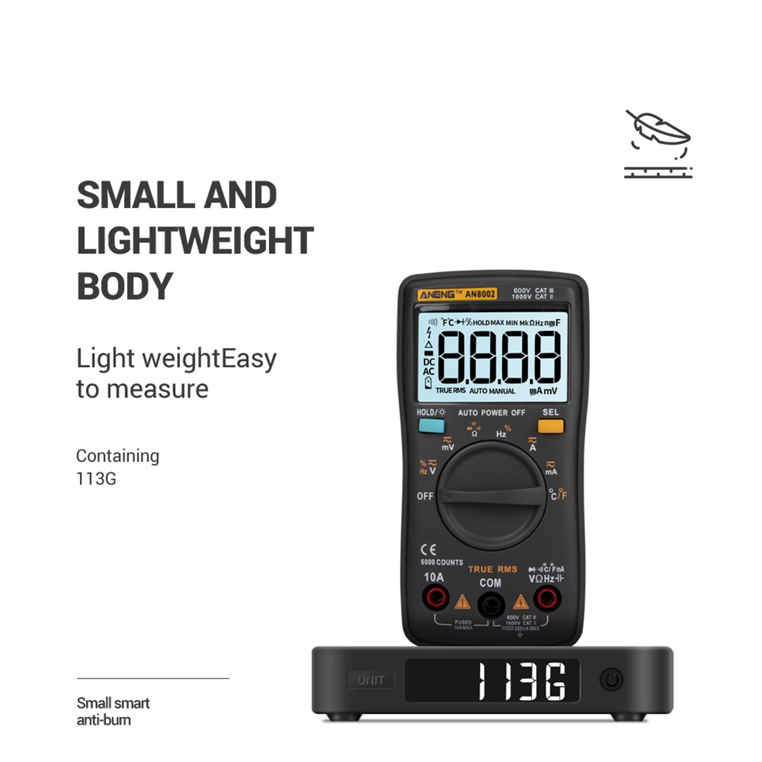 KOGEEK ANENG AN8002 6000 Counts True RMS Digital Multimeter Voltmeter Ammeter High Accuracy Measure Temperature AC/DC Voltage Current Resistance Capacitance Frequency Duty Cycle Diode Tester. 