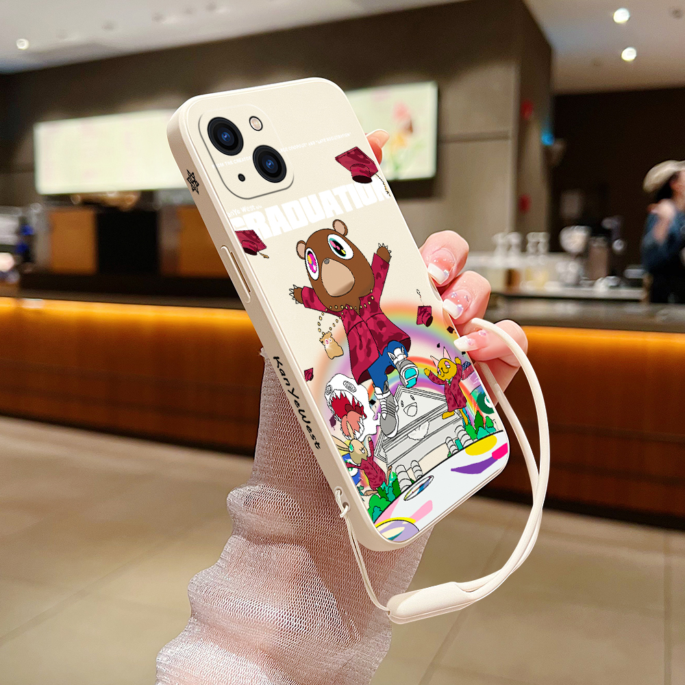 Kanye West Graduation Phone Case For iPhone 15 14 13 12 11 Pro happyMax Mini X XR XS MAX SE20 8 7 6 6S Plus Silicone with Hand Strap. 