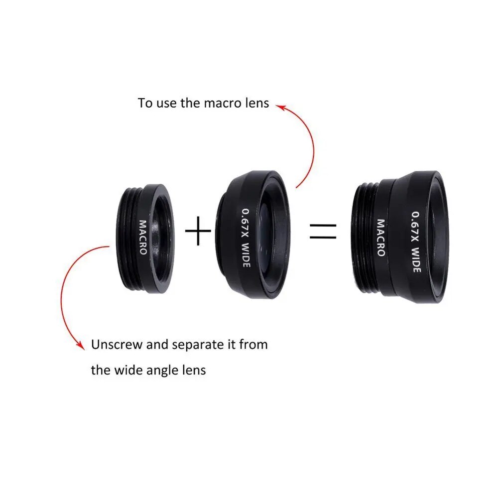 APEXEL HD 4 in 1 Camera Lens Kit 2X Telephoto Lens 180 Degree Fisheye Lens Macro Lens 0.67X Wide Angle Lens For iPhone Samsung. 