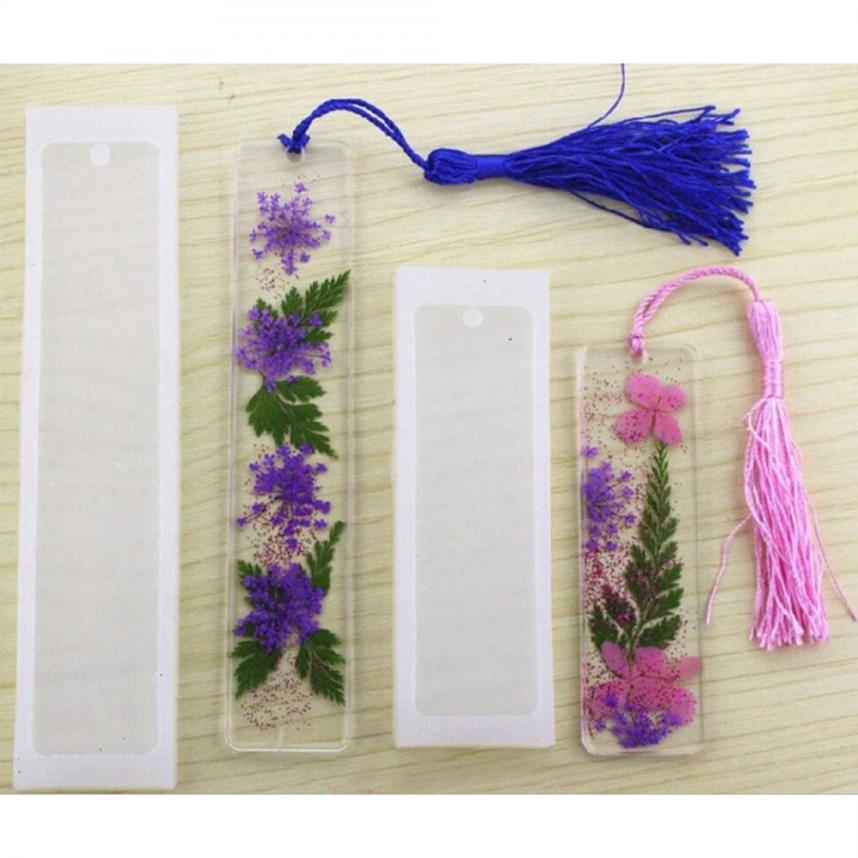 New 2pc/et DIY Bookmark Mould Rectangle ilicone Mold Making Epoxy Rein Jewelry Craft Tool