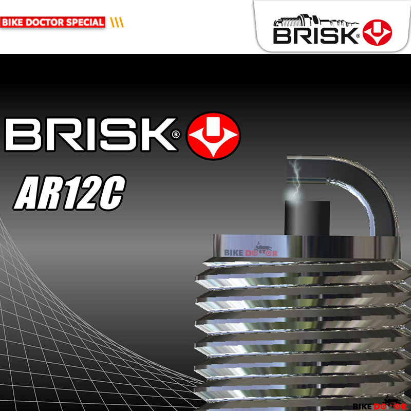 BRISK SUPER RACING AR12C SPARK PLUG LONG THREAD for Motorcycle (Made in Czech Republic) 1 Piece. 