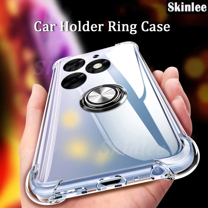 Phone case For infinix Smart 8 Pro Back cover Ring Holder Ultra Thin Transparent Car Navigation Soft Silicone Clear cover For infinix Smart8 Pro Cover cases