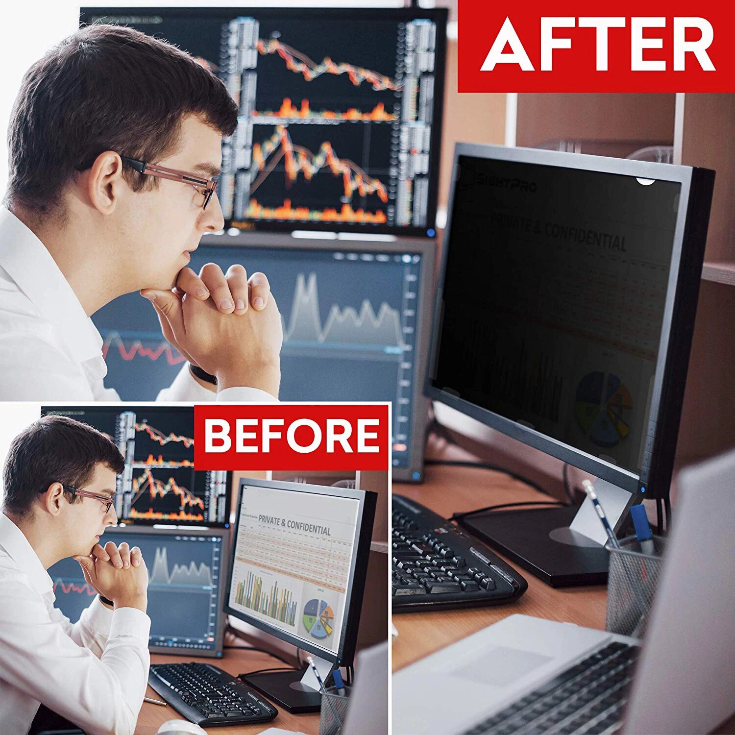19 inch Anti-Glare Computer Privacy Filter Screen Protector Film for Desktop Monitor Widescreen 16:10 Aspect Ratio. 
