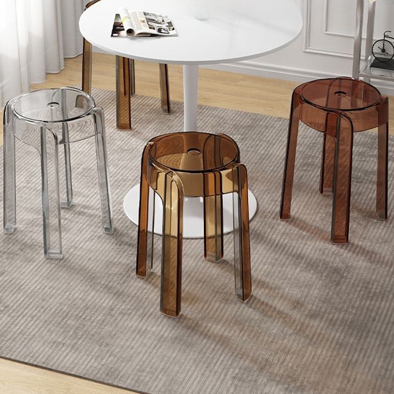 Acrylic Crystal Stool Household Stackable Round Stool Simple Living Room Transparent Bench Adult Dining Room Windmill Stool. 