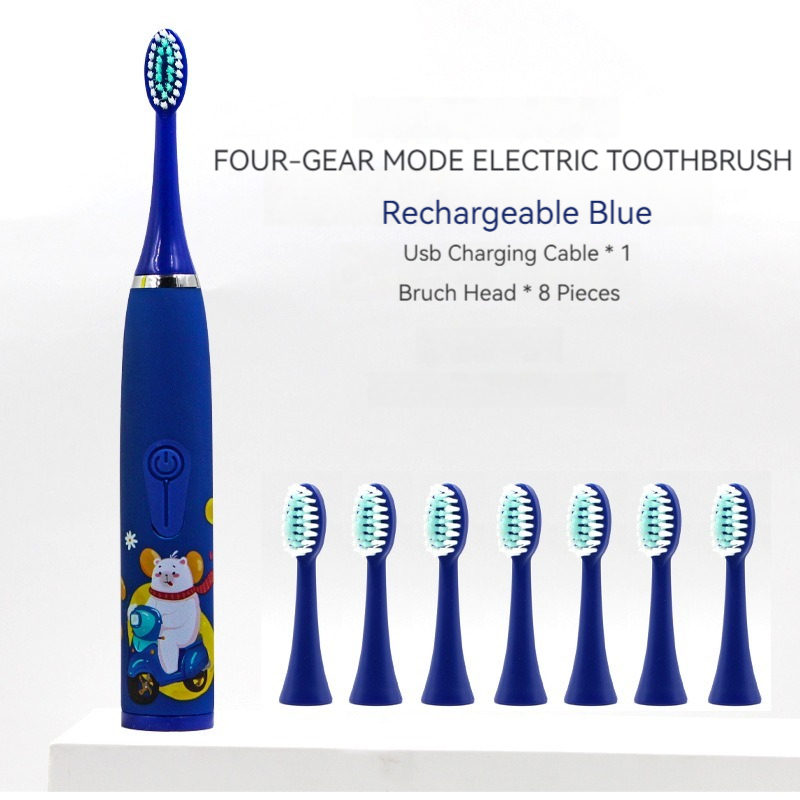 Electric Toothbrush Sonic Tooth Brush for Children Teeth Cleaning Whitening with 8 Brush Heads Soft Nozzles Toothbrush for Men Women Child