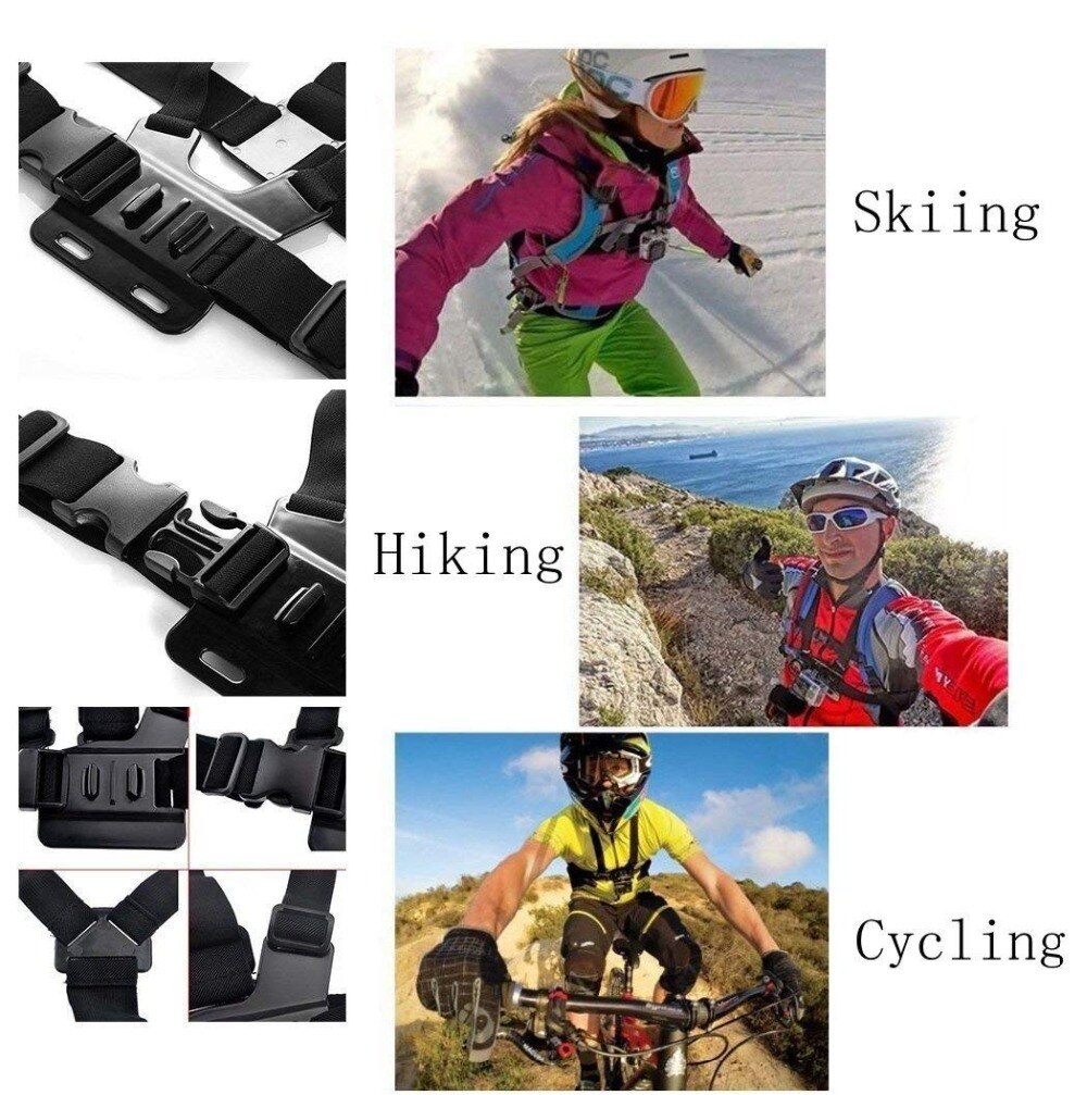 【VisioN Shop】Body Chest Strap for Gopro SJCAM Sony RX0 X3000 X1000 AS300 AS100 AS30 AS20 AS15 AZ1 mini POV Action Cam. 