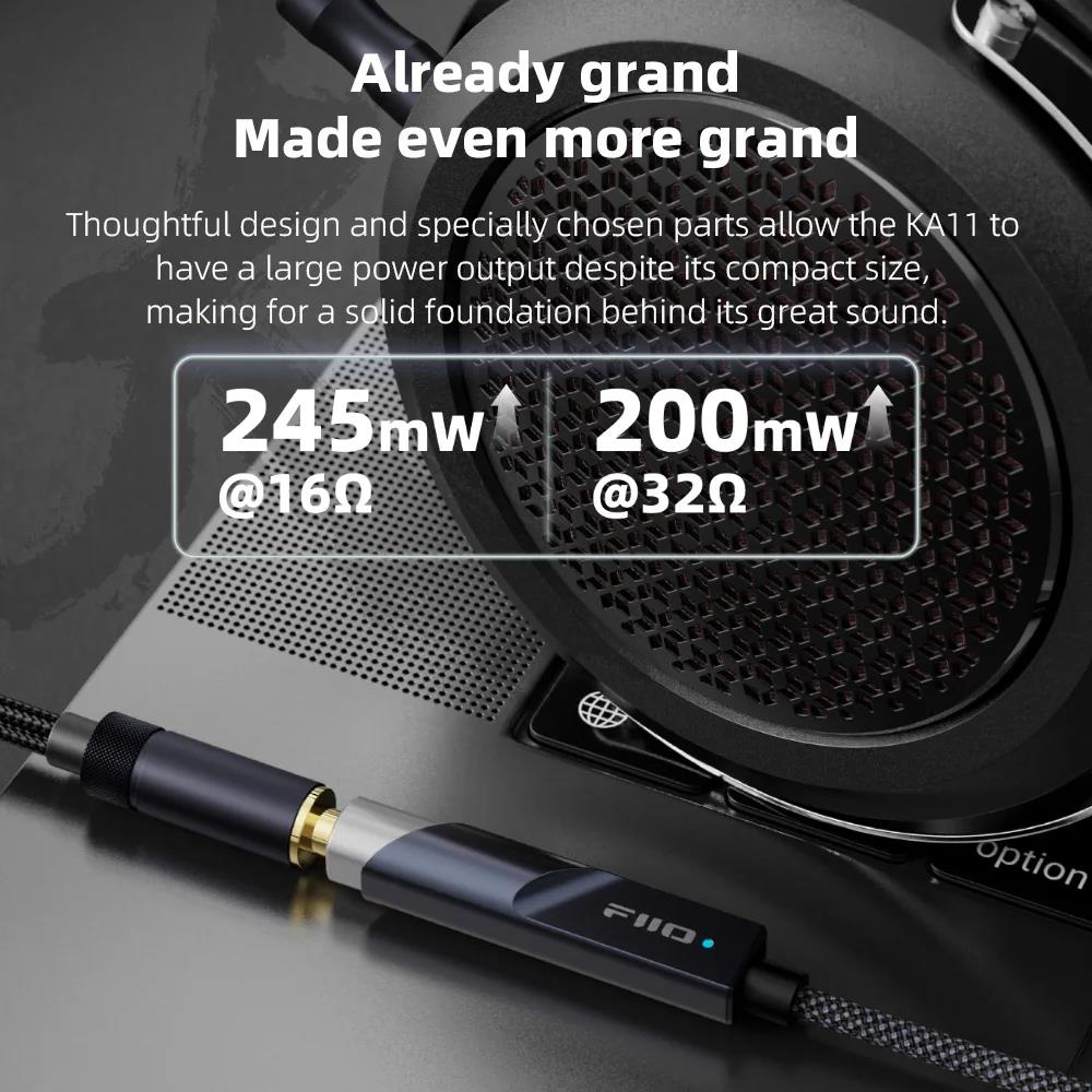 FiiO JadeAudio KA11 USB DAC AMP Headphone Amplifier Hi-Res Audio Type-C to 3.5mm Adapter USB Dongle DAD256 for Android/iOS Superman. 