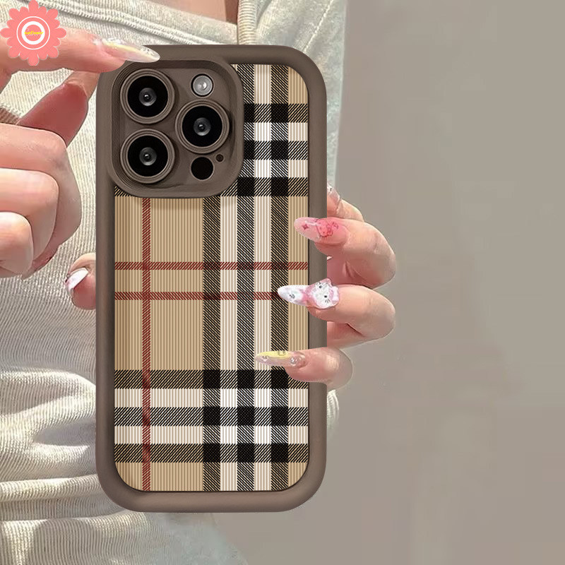 Retro Simple Luxury Grid Pattern Case for Redmi 13 10C 13C A1 12C 9C NFC 12 9 10A 9T 9A A2 Note 11 9 12 10 8 11s 10s Pro Max Poco M3 X5 Mi 12 11 Lite Lanyard Angel Eyes Soft Cover. 