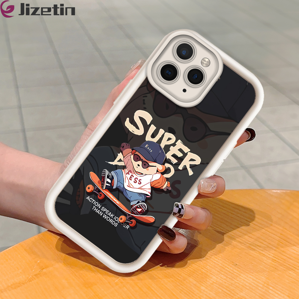 Jizetin for iPhone 11 12 13 14 15 Pro Max 12 13 Mini 14 15 Plus 6s 7 8 Plus 5S SE 2020 2022 XS Max XR Back Cover Skate Board Ladder Camera Soft Rubber Mobile Phone Case