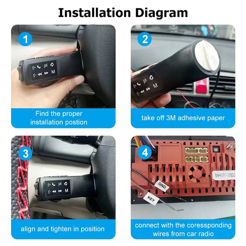 Car Steering Wheel Multi-Function Control Button Handle Key Universal Android Radio DVD 2 Din Android Wired Control Replacement Parts. 
