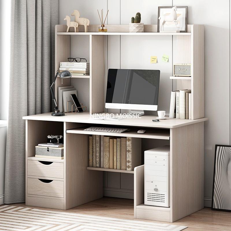 Brow bedroom Office Desk Modern Student Study Table Bookshelf ...