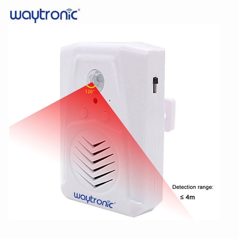 MP3 Downloadable Wireless PIR Motion Sensor Activated Player Infrared Doorbell Shop Store Welcome Voice Reminder with USB Cable. 