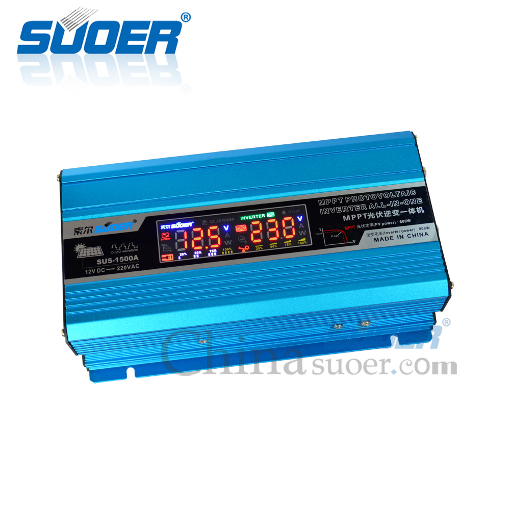 SUOER SUS-1500A 1000VA MPPT Mini Solar Power Hybrid Inverter Modified Sine Wave Output. 