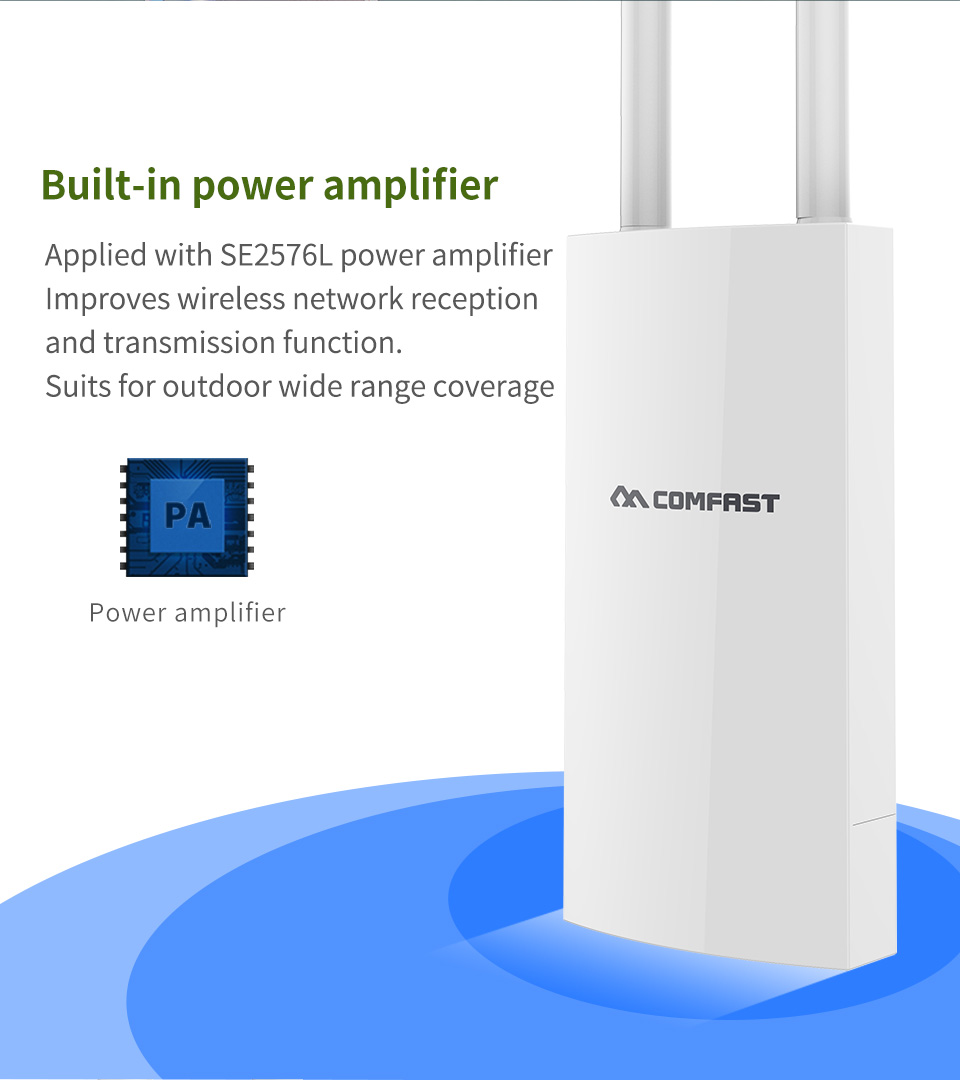 Comfast CF-EW71 2.4GHz Outdoor AP 300Mbps High Power Omnidirectional Coverage Access Point Garden Street Wifi Base Station. 