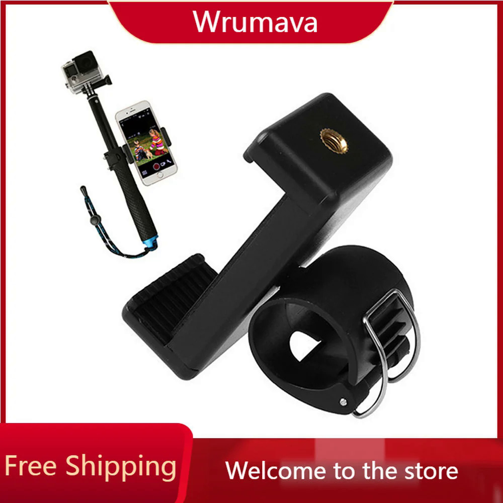 Wrumava Phone Clip Mount Bracket Adapter APP Cell Phone Holder for GoPro Hero 12 11 9 8 Selfie Stick 3 Way Monopod Extend Pole
