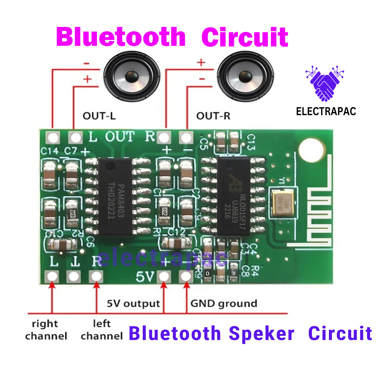 CA-8469 Bluetooth Amplifier Circuit/ Complete Bluetooth Amplifier Circuit/ Bluetooth Spiker/ Bluetooth Circuit Board/ Audio Amplifier for Desktop