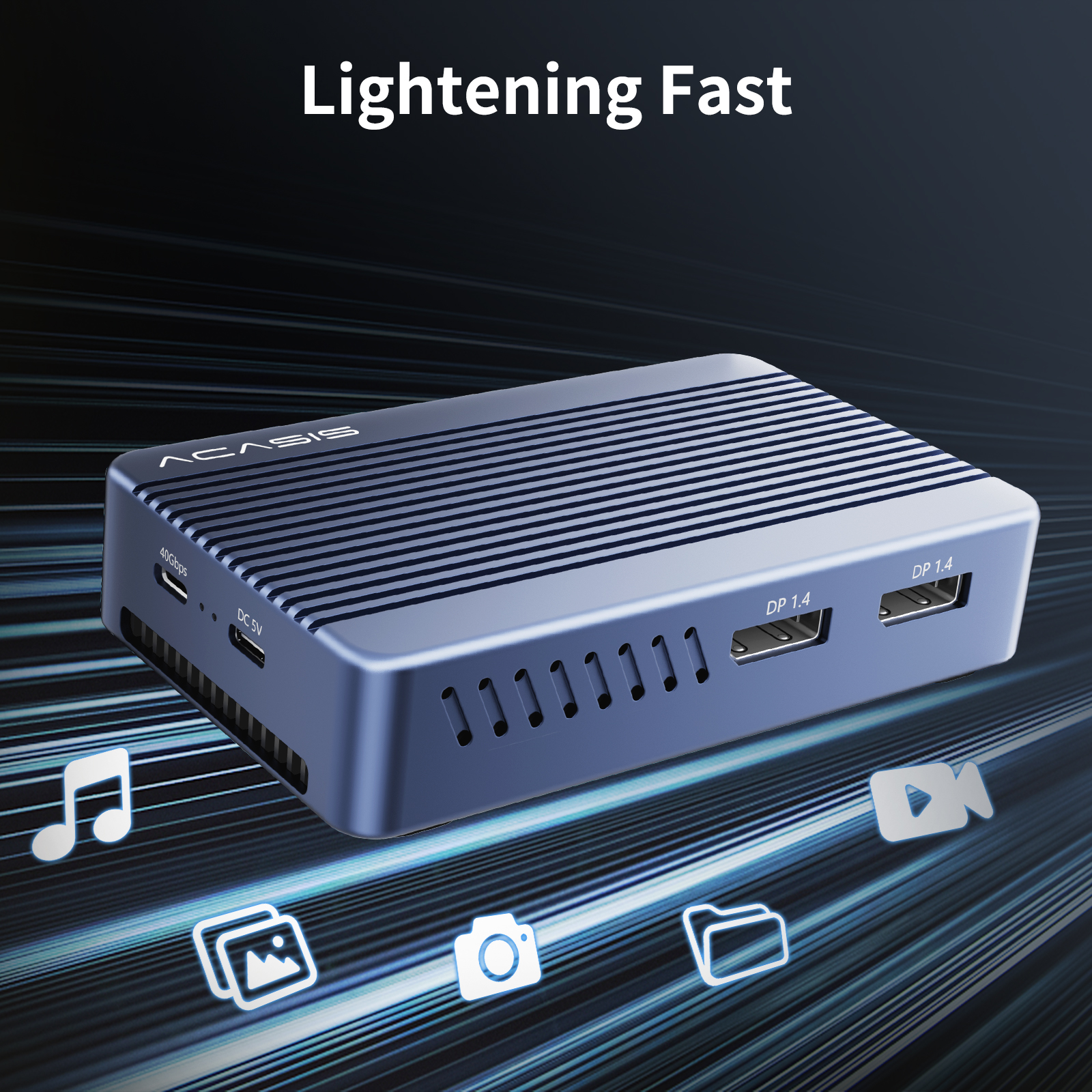 Acasis 6-in-1 40Gbps M.2 NVME SSD Enclosure & Docking Station DP 8K60Hz Compatible with Thunderbolt 3/4,TBU405Plus. 