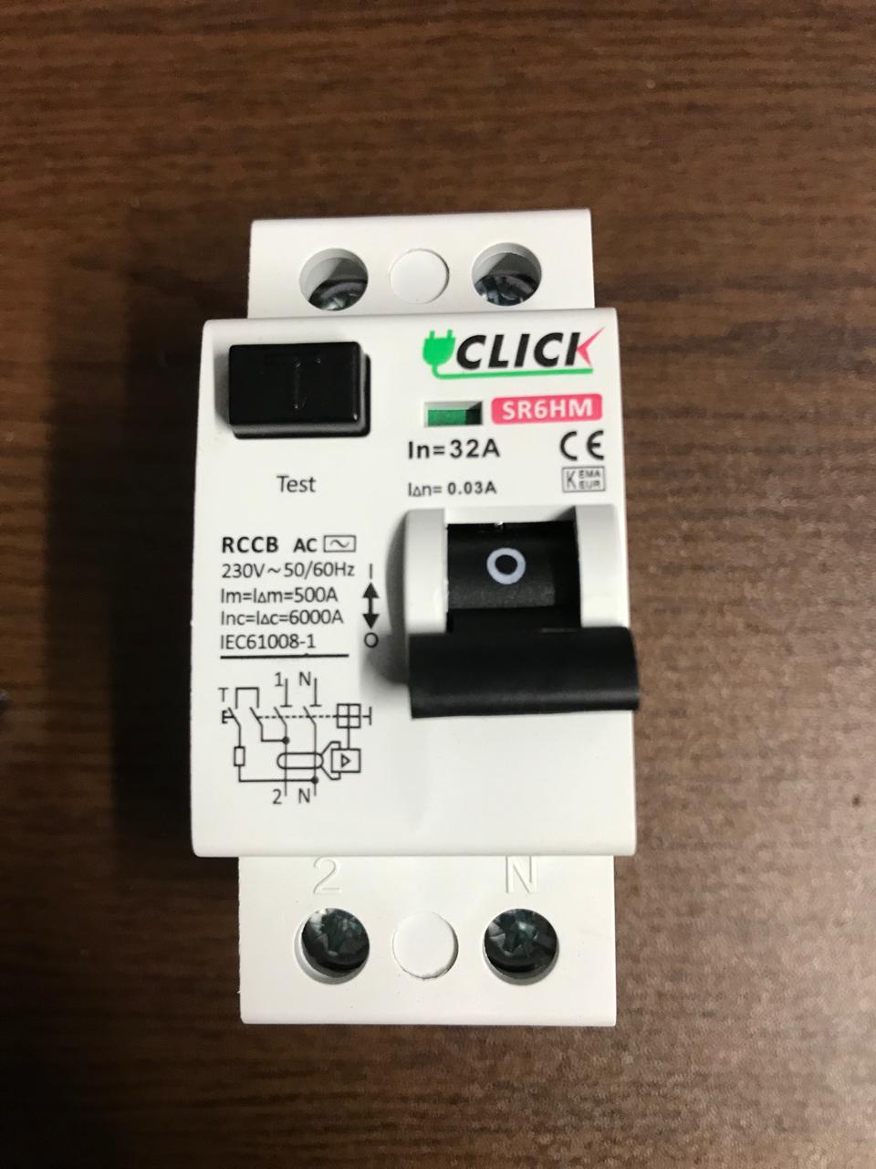 Click RCCB circuit breaker 16A,32A,63A. 