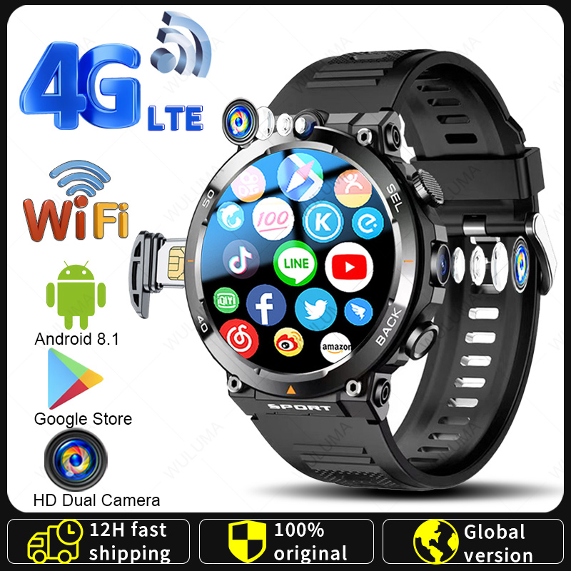 4G Smart Watch Men With 4G Network WIFI Internet access Dual Camera Video Calls 1.39 Smartwatch Support Play Store Download APP